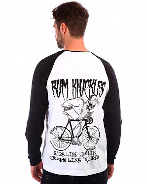 Лонгслив мужской Rum Knuckles Rider White Black Лонгслив мужской Rum Knuckles Rider White Black