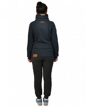Толстовка женская на молнии с высоким воротом Naketano Monsterbumserin Indigo Blue Mel Толстовка женская на молнии с высоким воротом Naketano Monsterbumserin Indigo Blue Mel