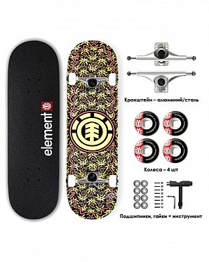 Скейтборд в Сборе Element 2 размер 8.25 (20 черный золотой 8.25)