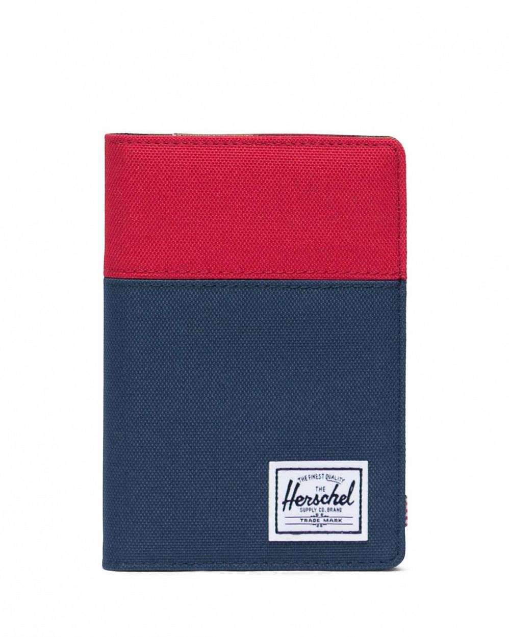 Обложка для паспорта Herschel Raynor Passport Holder RFID Red Navy Woodland отзывы