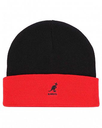 Шапка зимняя вязаная англия Kangol Cuff Pull-On Black Red