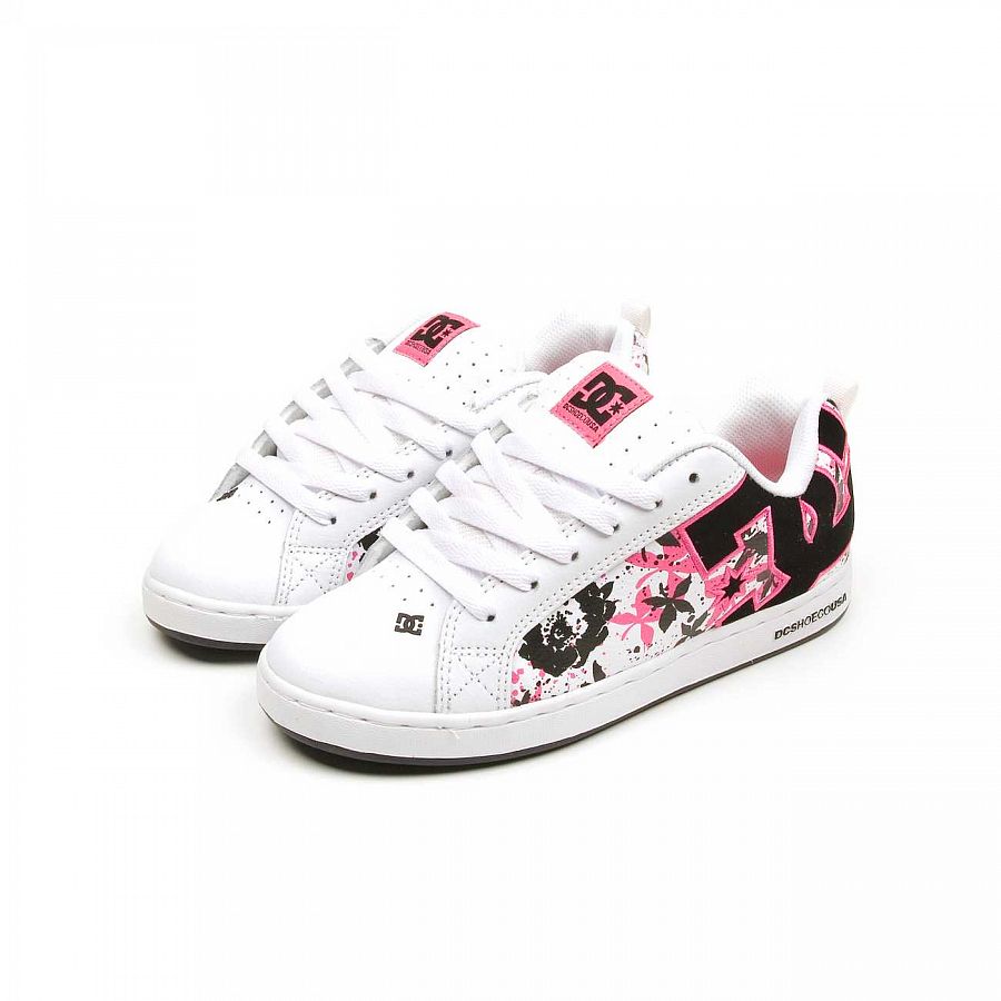 Кеды женские кожа DC Shoes Court Graffik White Black Flower отзывы