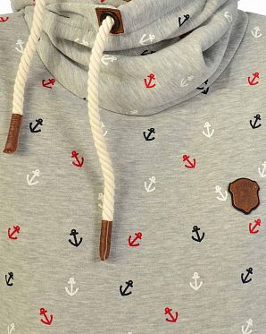 Толстовка женская с капюшоном Naketano Guts over Fear Grey Melange