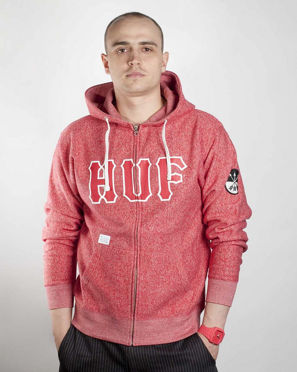 купить Толстовка HUF Zip Hood Red в Москве купить Толстовка HUF Zip Hood Red в Москве