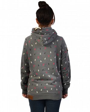 Толстовка женская с капюшоном Naketano Guts over Fear Dark Grey Melange