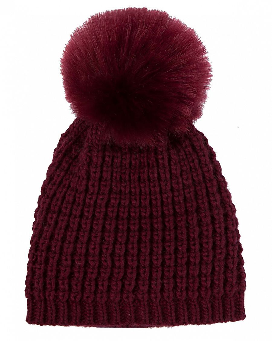 Шапка с помпоном зимняя женская Канада KyiKyi Classic Faux Fur Burgundy отзывы