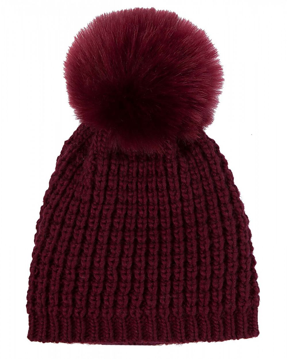 Шапка с помпоном зимняя женская Канада KyiKyi Classic Faux Fur Burgundy отзывы