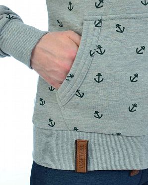 Толстовка женская на молнии с капюшоном Naketano Scheideanstalt Mothership Gun Smoke Grey