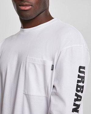 Футболка с длинным рукавом Urban Classics Logo Boxy Pocket White Футболка с длинным рукавом Urban Classics Logo Boxy Pocket White
