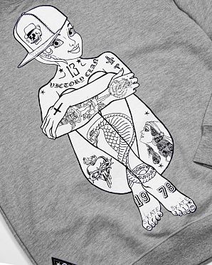 Толстовка свитшот Rum Knuckies Lady X Grey Толстовка свитшот Rum Knuckies Lady X Grey