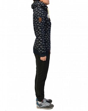 Толстовка женская с капюшоном Naketano Ich Denke Also Spinn Ich II Indigo Melange Толстовка женская с капюшоном Naketano Ich Denke Also Spinn Ich II Indigo Melange