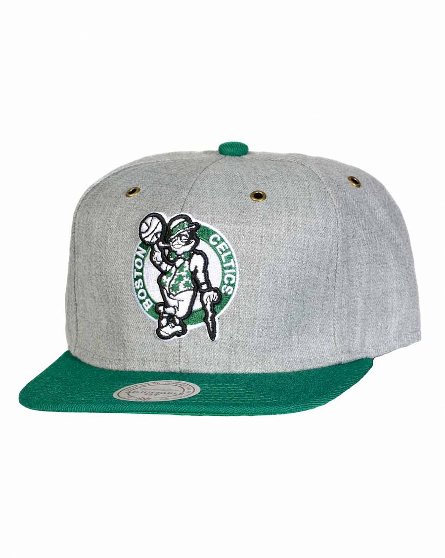 Бейсболка с прямым козырьком Mitchell and Ness NP64Z Boston Celtics Grey Green отзывы