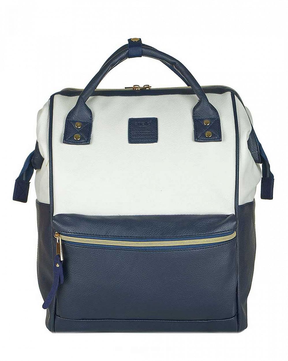 Рюкзак с двумя ручками кожаный средний Anello Navy White отзывы