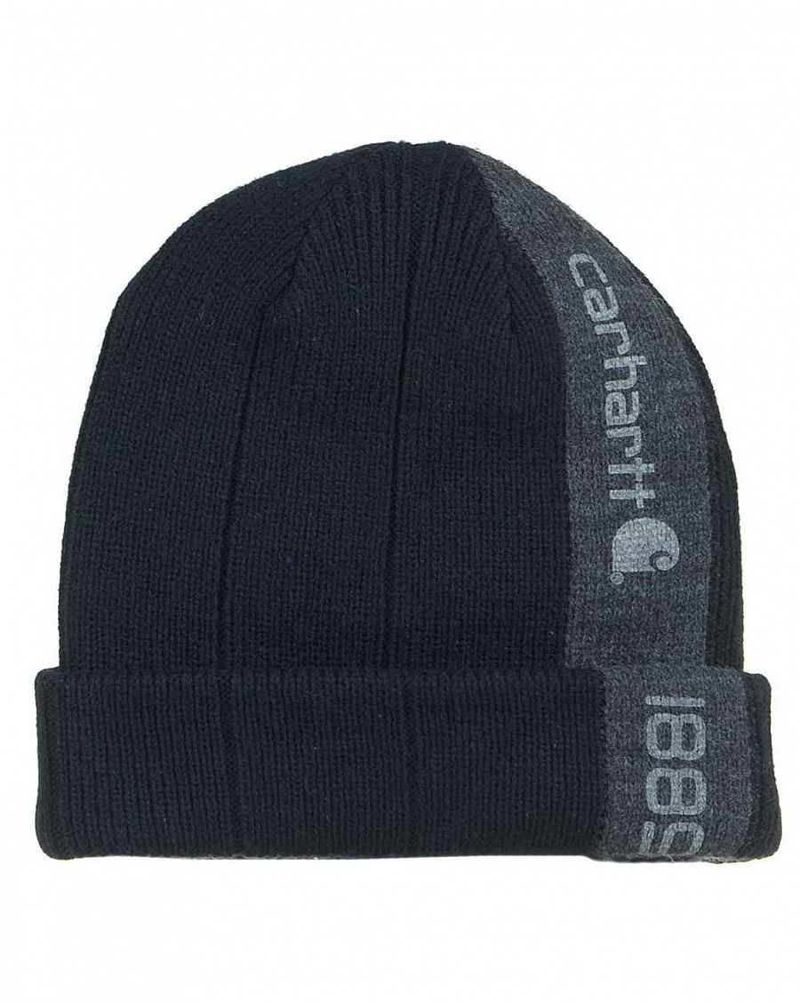 Шапка зимняя с подворотом Urban Classics A318 Beanie Black Grey отзывы