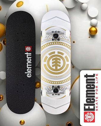 Скейтборд в Сборе Element 3 размер 8.25 (13 белый золотой 8.25)