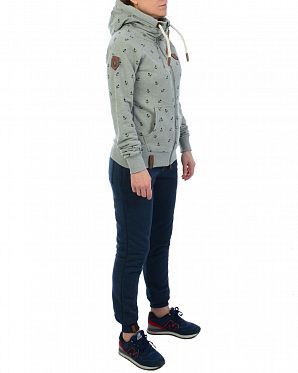 Толстовка женская на молнии с капюшоном Naketano Scheideanstalt Mothership Gun Smoke Grey