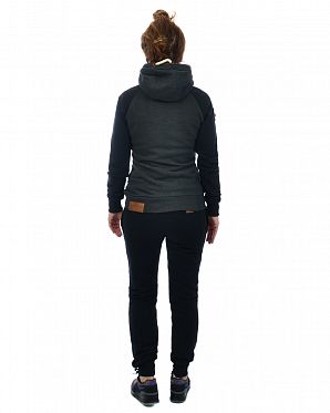 Толстовка женская с капюшоном на молнии Германия Naketano Mach Anthracite Black