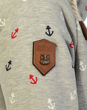 Толстовка женская с капюшоном Naketano Guts over Fear Grey Melange