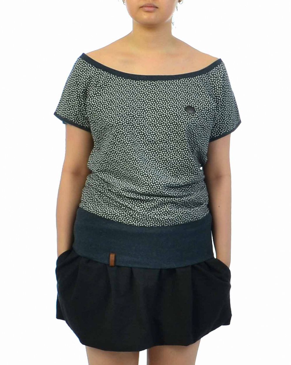 Футболка женская свободная на резинке Naketano Schlummerndes Inferno III Indigo Blue Melange отзывы