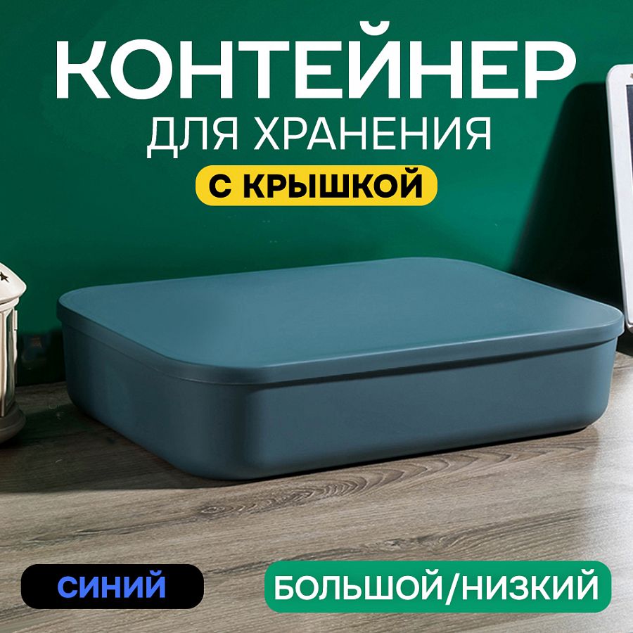 Контейнер АЛИ ЧАЙНА с крышкой SH179, 14 L, Большой Низкий Синий отзывы