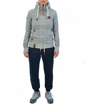 Толстовка женская с капюшоном на молнии Naketano Nasenhaarwickler Grey Melange