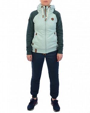 Толстовка женская с капюшоном на молнии Германия Naketano Mach Nasty Mint Jungle