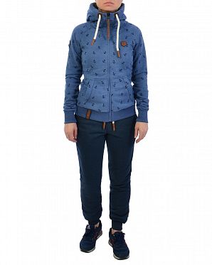 Толстовка женская на молнии с капюшоном Naketano Preiselbeeren Cam III Bue Melange