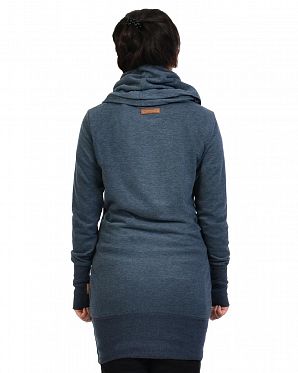 Толстовка женская длинная с высоким воротом Naketano Schniedelwutz Indigo Blue Mel Толстовка женская длинная с высоким воротом Naketano Schniedelwutz Indigo Blue Mel