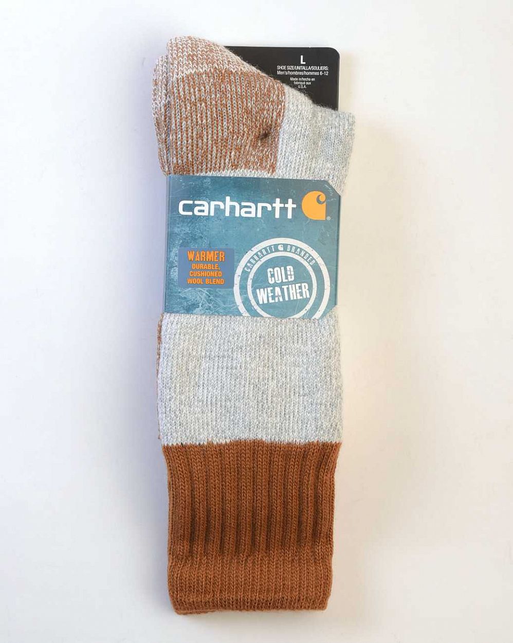 Носки зимние мужские собопрочные Carhartt A66 warmer Durable Wool Blend Brown отзывы