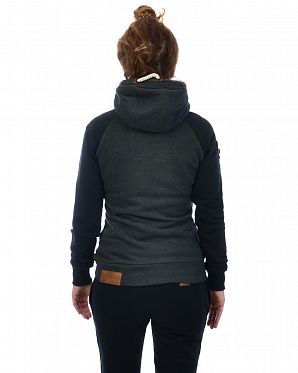 Толстовка женская с капюшоном на молнии Германия Naketano Mach Anthracite Black
