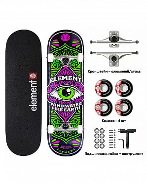 Скейтборд в Сборе Element 4 размер 8.25 (2 зеленый розовый 8.25)