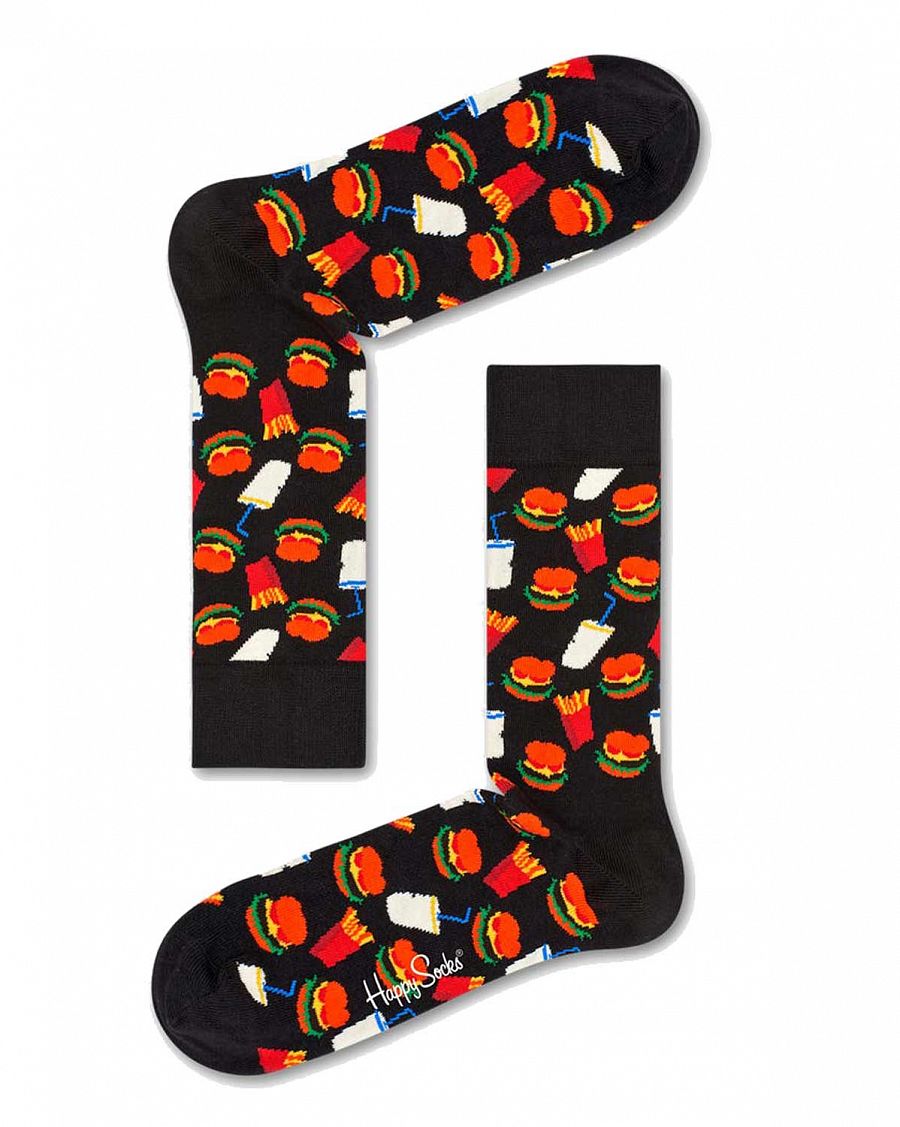 Носки высокие мужские Швеция Happy Socks Hamburger Black отзывы