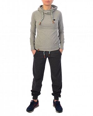 Лонгслив женский с капюшоном Naketano Mandy Jeck Gun Smoke Grey Лонгслив женский с капюшоном Naketano Mandy Jeck Gun Smoke Grey