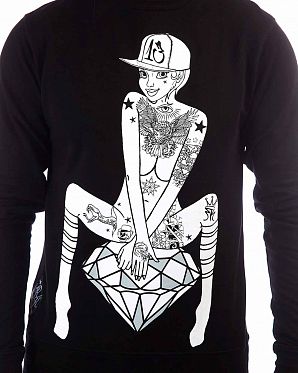 Толстовка свитшот Rum Knuckies Ladi Diamond Black Толстовка свитшот Rum Knuckies Ladi Diamond Black