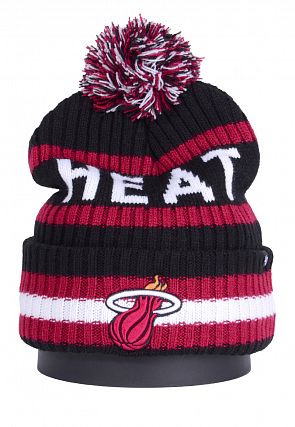 Шапка с помпоном на флисе '47 Brand NBA Miami Heat Black Wine