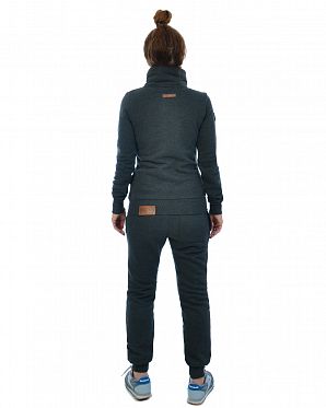 Толстовка женская на молнии с высоким воротом Германия Naketano Hanza Bau ma Anthracite