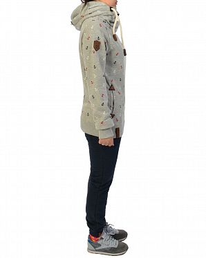 Толстовка женская с капюшоном Naketano Guts over Fear Grey Melange