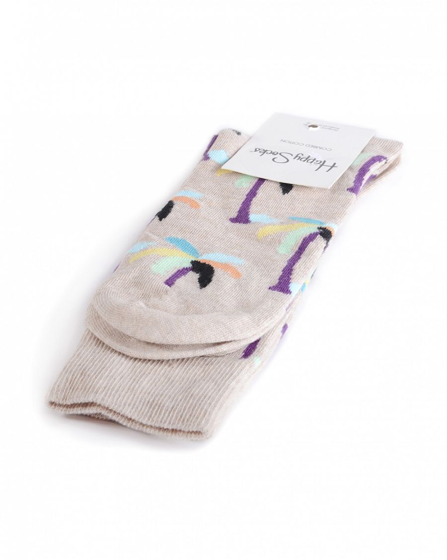 Носки мужские Happy Socks Combed Cotton Palm Beige отзывы