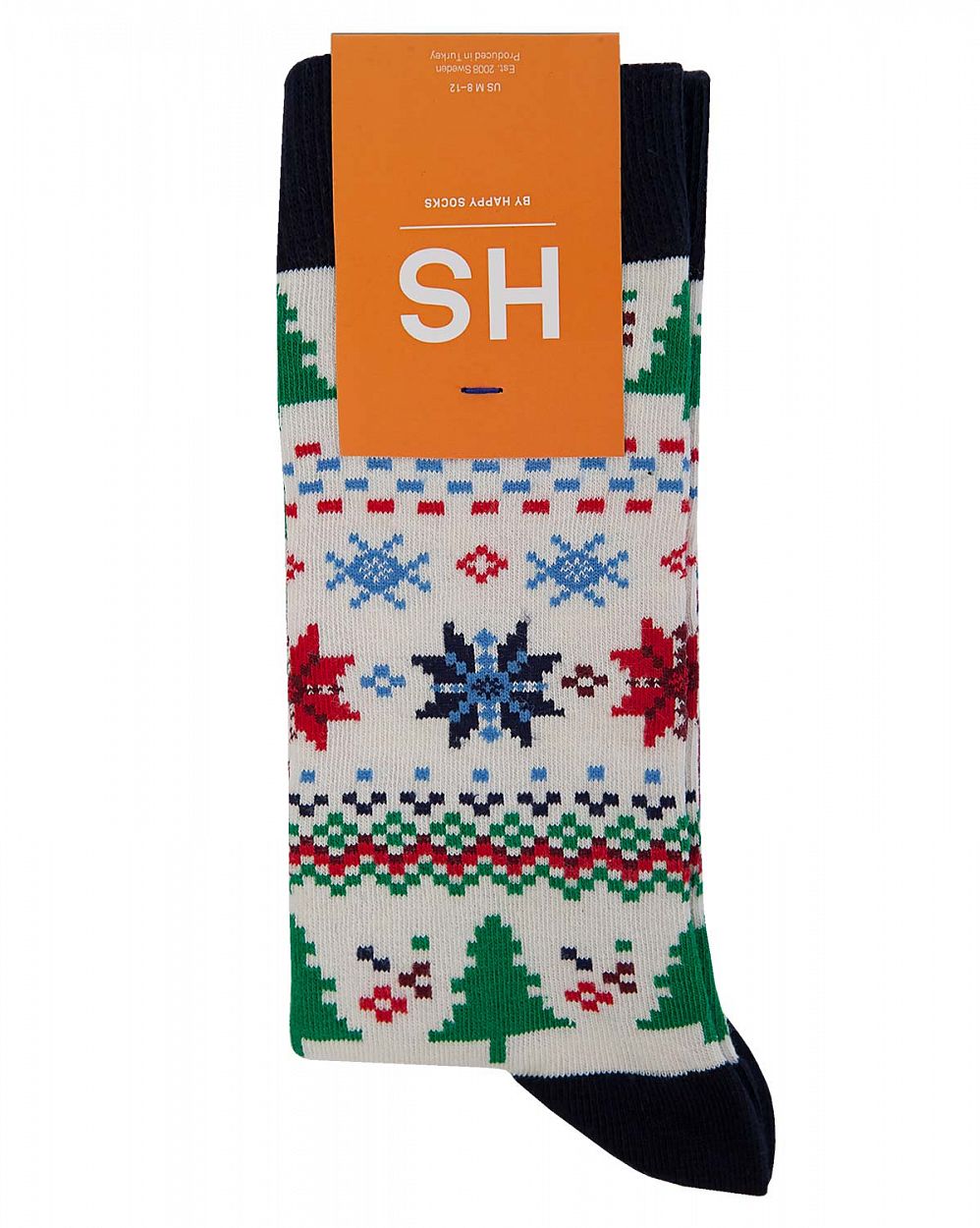 Носки высокие мужские Швеция Happy Socks New Year White отзывы