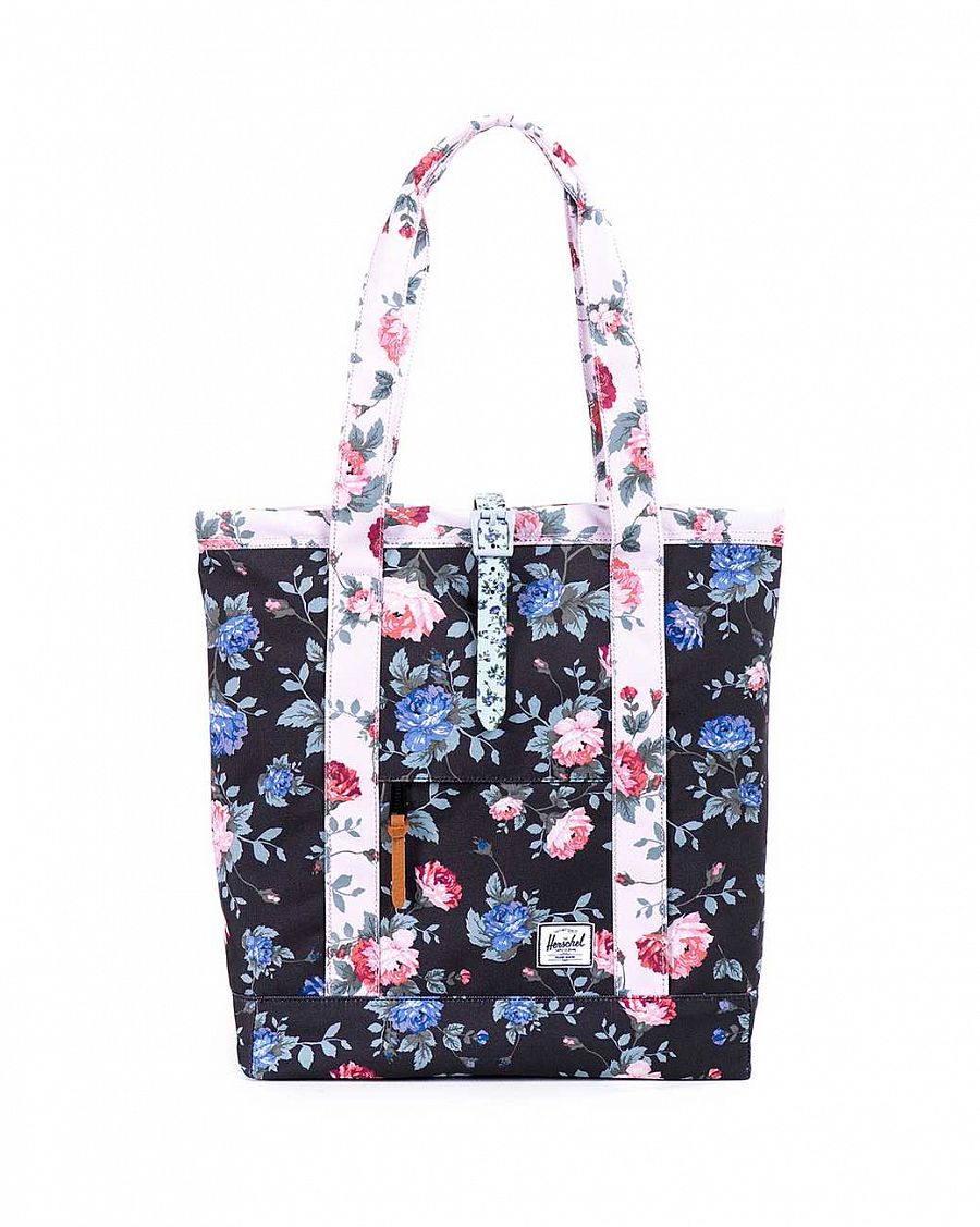 Сумка шоппер через плечо Herschel Market Black Floral Pink Floral отзывы