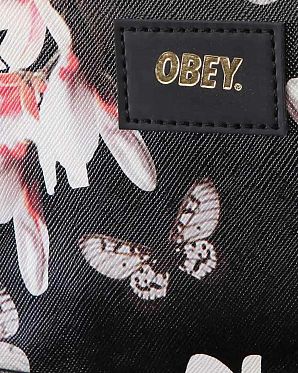 Рюкзак маленькй кожаный водонепроницаемый Obey Black Pink Рюкзак маленькй кожаный водонепроницаемый Obey Black Pink