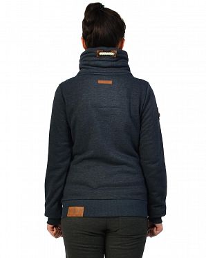 Толстовка женская на молнии с высоким воротом Naketano Monsterbumserin Indigo Blue Mel Толстовка женская на молнии с высоким воротом Naketano Monsterbumserin Indigo Blue Mel