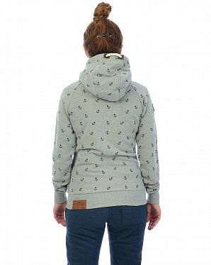 Толстовка женская на молнии с капюшоном Naketano Scheideanstalt Mothership Gun Smoke Grey