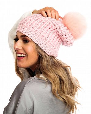 Шапка с помпоном зимняя женская Канада KyiKyi Classic Faux Fur Pink