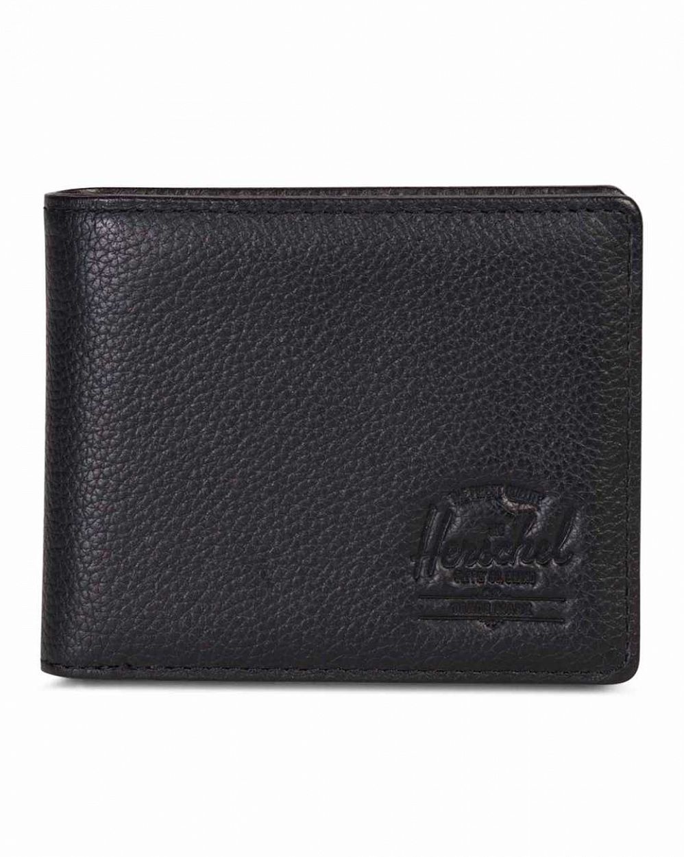 Кошелек Herschel Hank + Coin Leather RFID Black Pebbled Leather отзывы