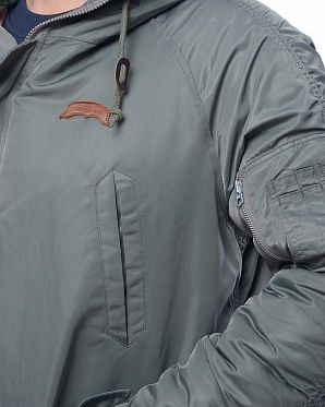 Пуховик водонепроницаемый на гусином пуху Корея NudeBones Olive