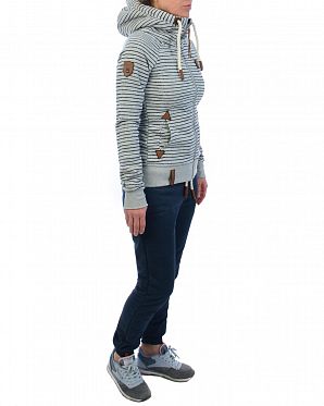 Толстовка женская с капюшоном на молнии Naketano Nasenhaarwickler Grey Melange