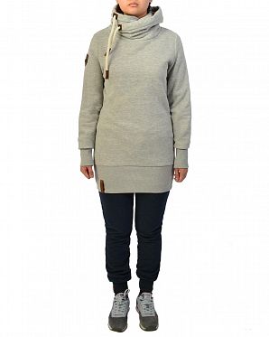 Толстовка женская длинная с капюшоном Naketano Gib Ma Auf Kombi Grey Melange Толстовка женская длинная с капюшоном Naketano Gib Ma Auf Kombi Grey Melange