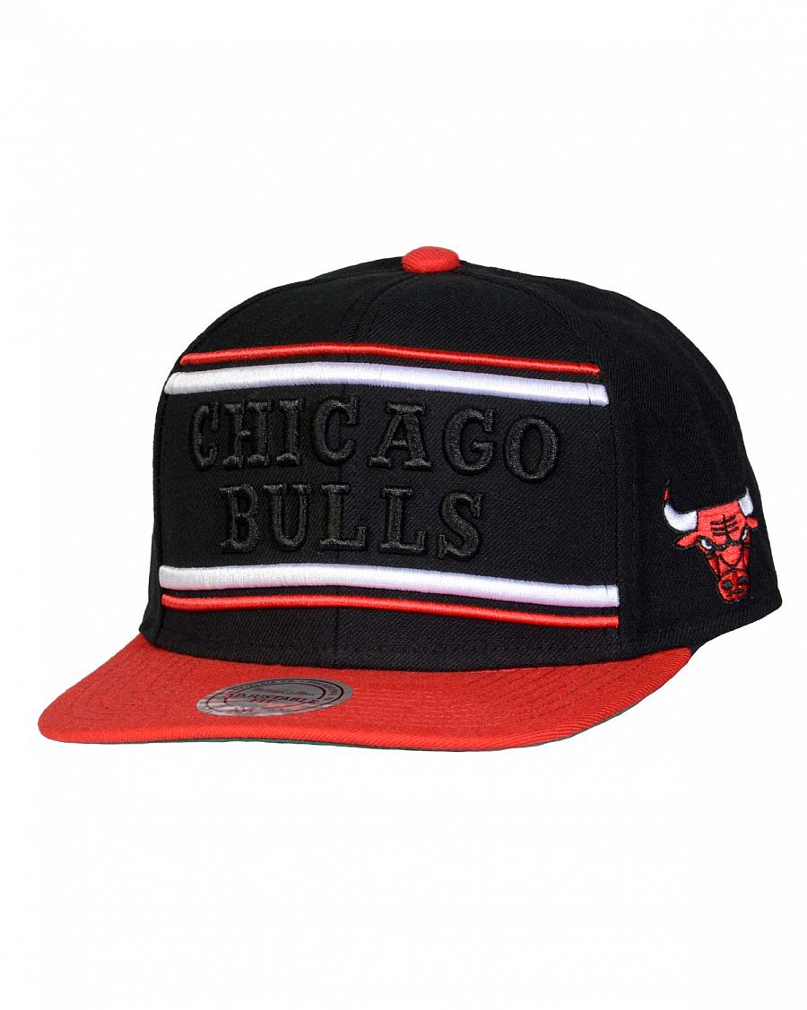 Бейсболка прямая Mitchell and Ness Chicago Bulls Stripe Black Red отзывы